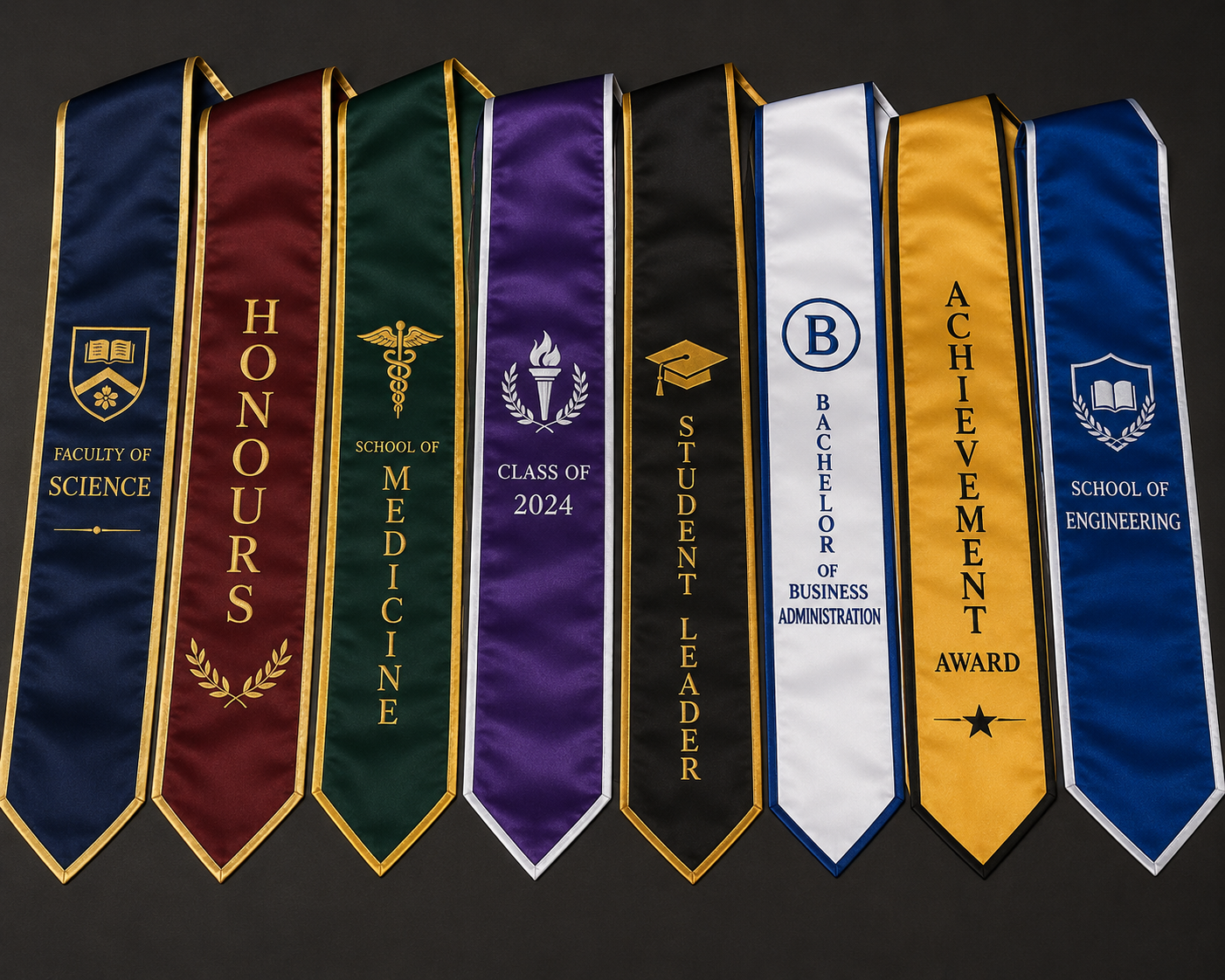Custom embroidered graduation stoles sashes wholesale